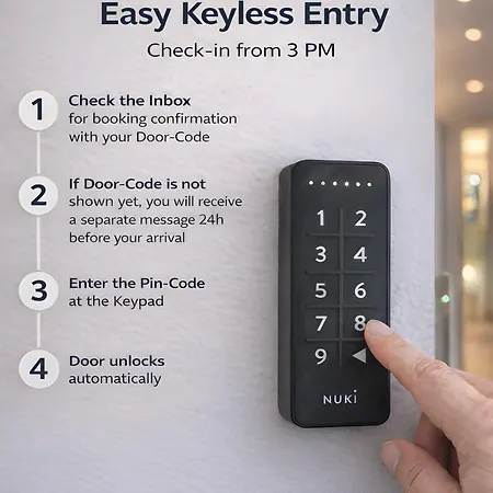 Appartement Navia Vela Premium - Parkplatz, Boxspringbett & Balkon